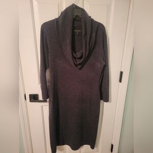 Connected Apparel Sweater Dress with Cowl Neck Charcoal Gray Size Large